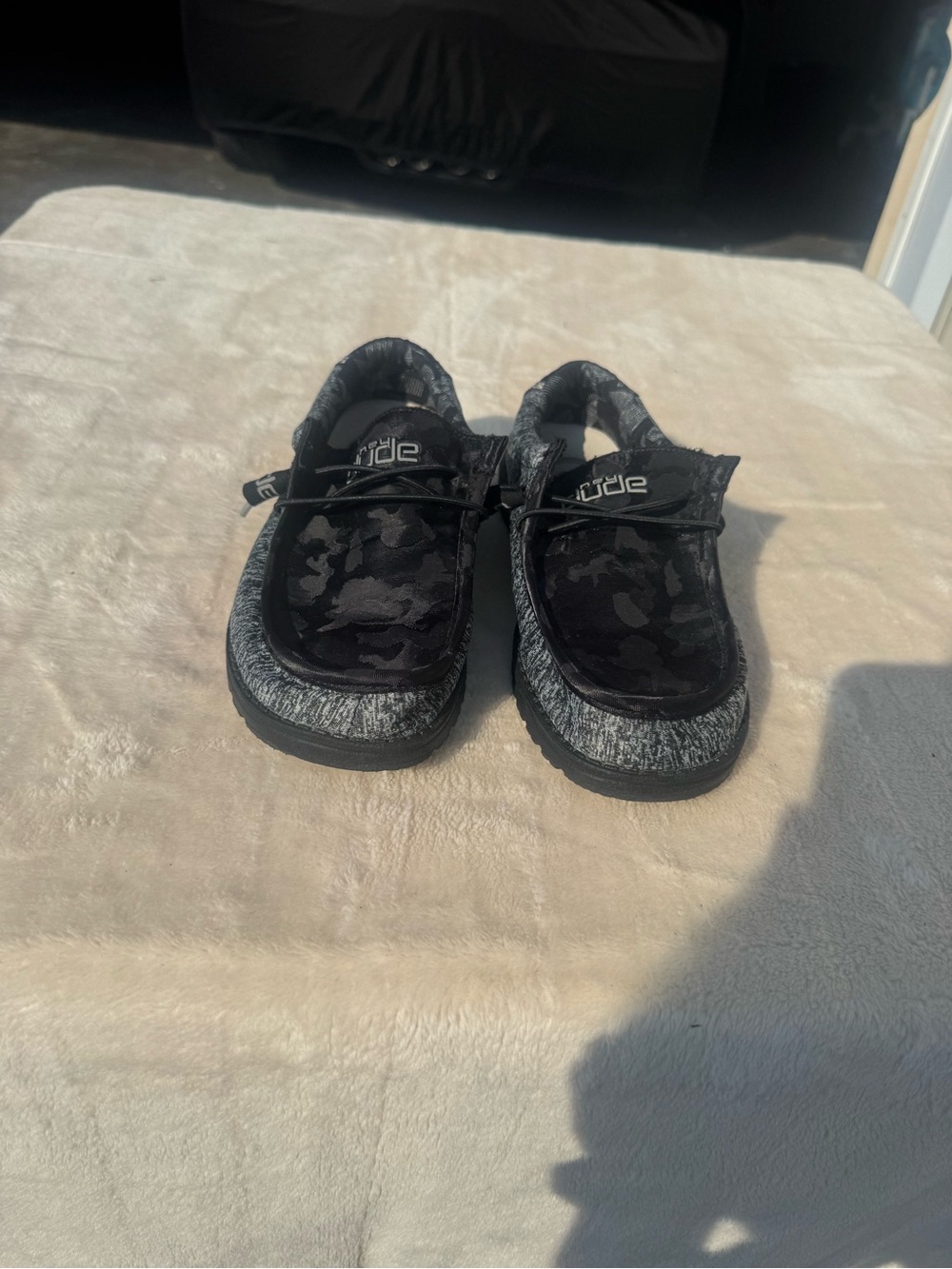Hey Dude Kids Slip-On Moccasins - Black Camo